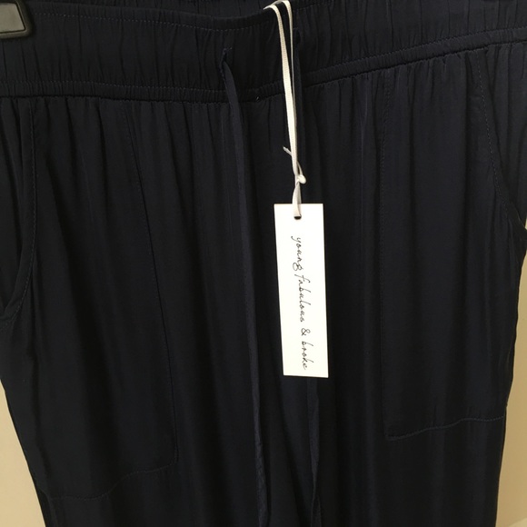 Navy Satin Drawstring Jogger Pants - Picture 3 of 6